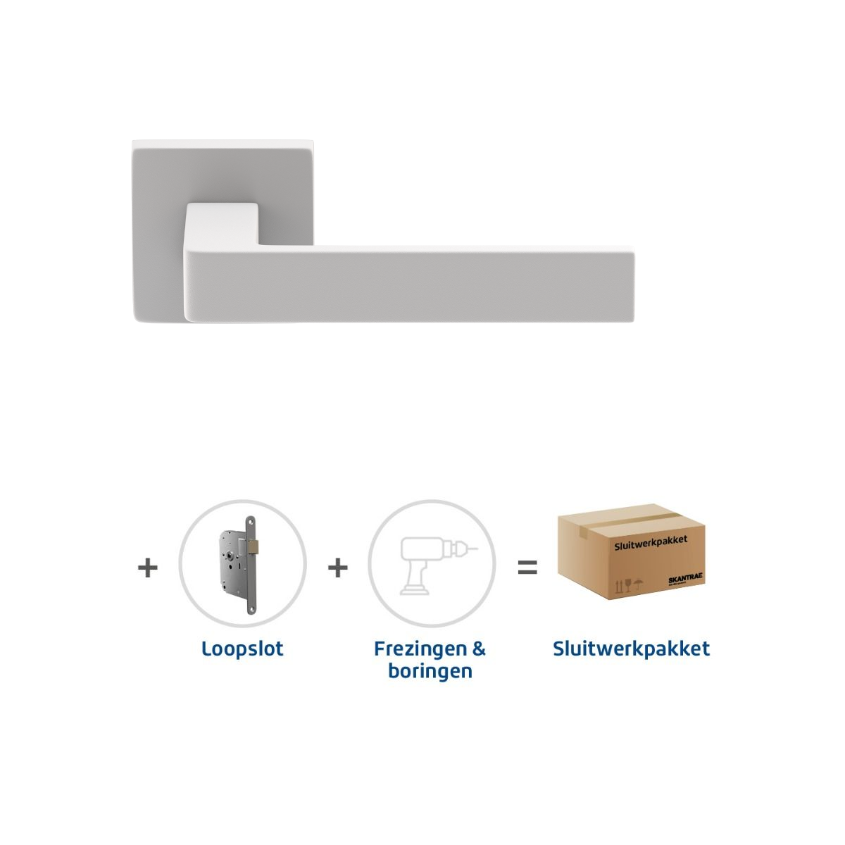 Sluitwerkpakketten met Deurkruk Quadrate 28 Regular Wit